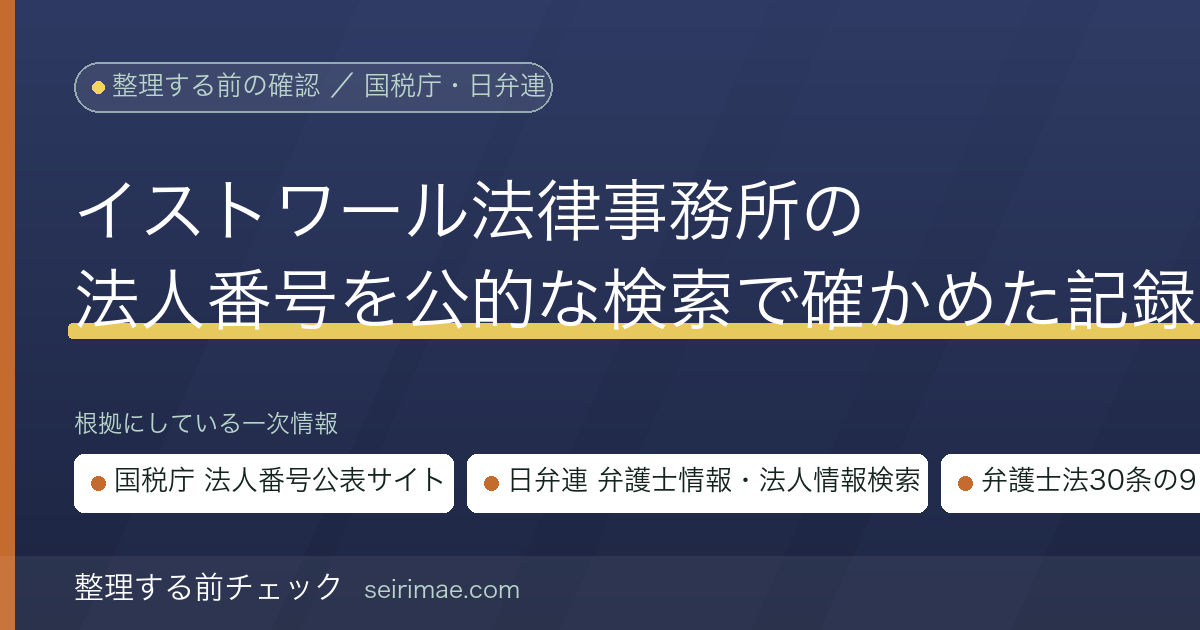 整理する前チェック|イストワール法律事務所の実在確認記録