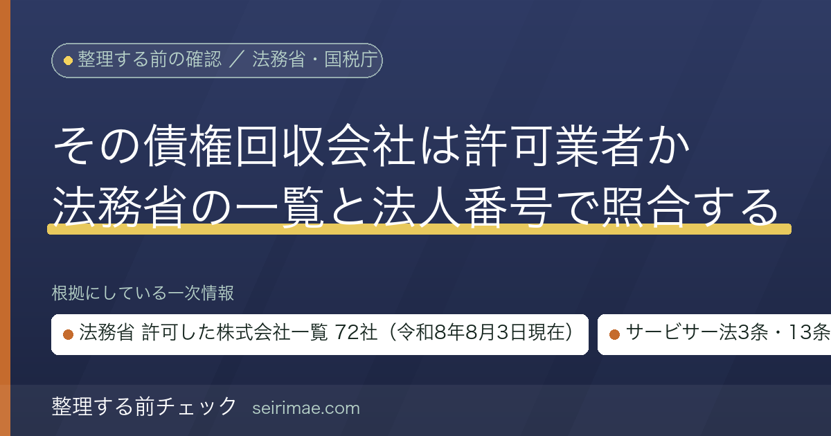 整理する前チェック｜債権回収会社（サービサー）は本物か